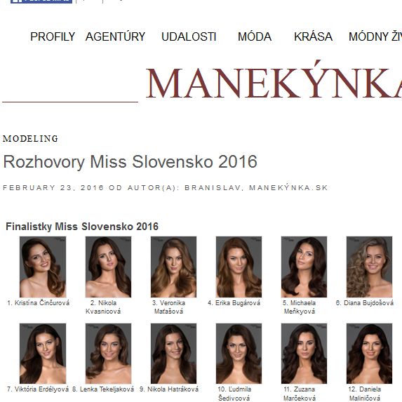 Manekynka.sk - Rozhovory Miss Slovensko 2016