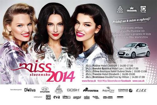 Kastingy súťaže Miss Slovensko 2014 začnú v januári
